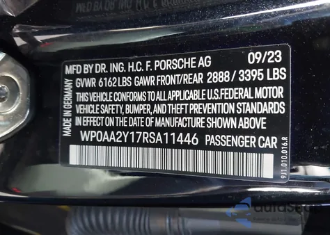 2024 Porsche Taycan from USA, damaged, VIN WP0AA2Y17RSA11446